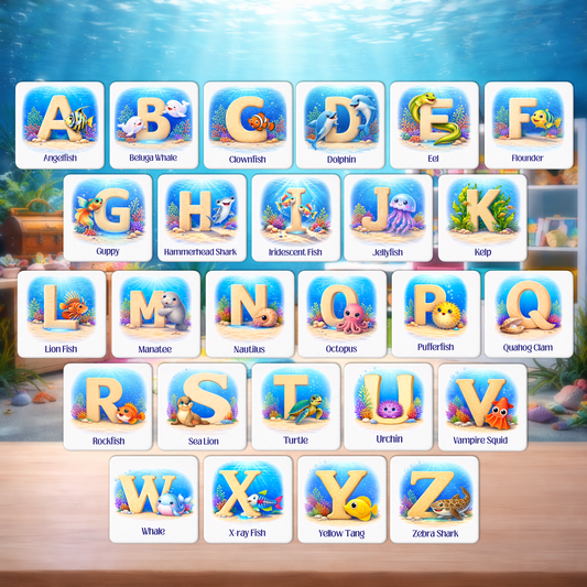 TISMAG™ Underwater Alphabet Collection Button Magnet Set (A–Z)