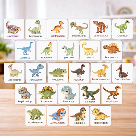 TISMAG™ A-Z Dinosaur Name Index Montessori-Style Button Magnet Collection