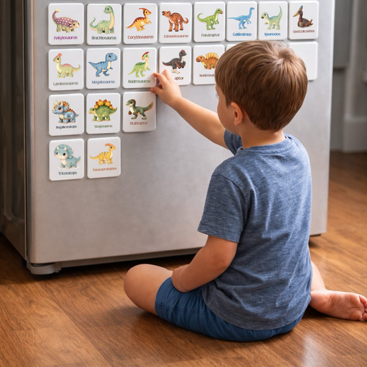 TISMAG™ A-Z Dinosaur Name Index Montessori-Style Button Magnet Collection