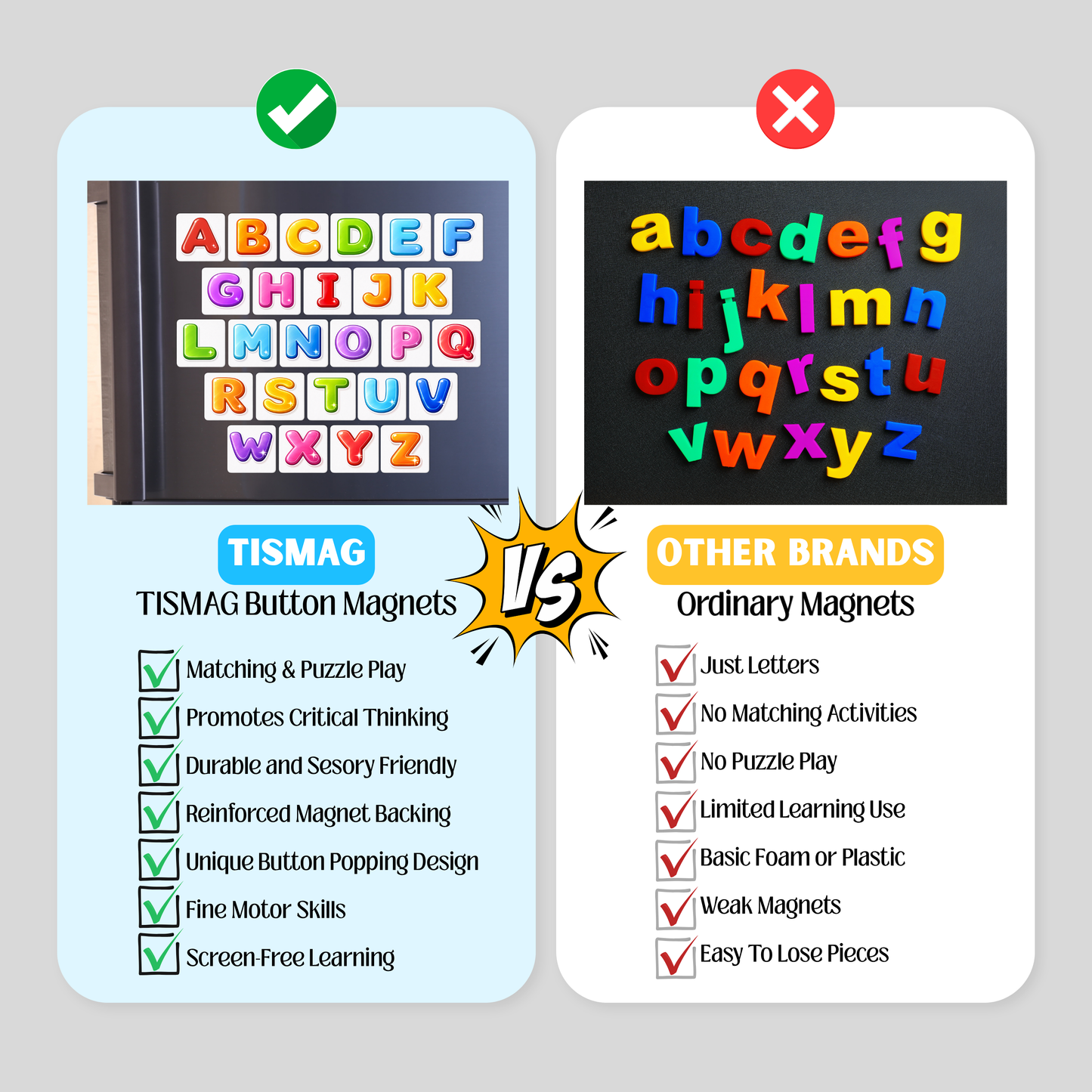 TISMAG™ Animal Alphabet Collection Button Magnet Set (A–Z)